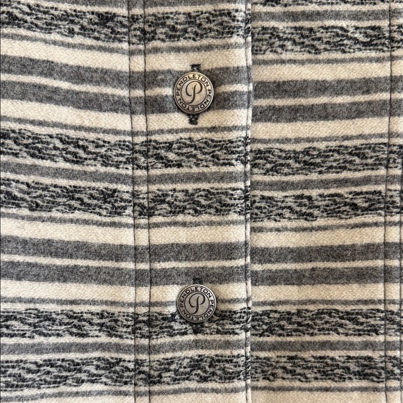 Vntg Pendleton Striped Black and Gray Jean Jacket 100% Virgin Wool Women Size M - Picture 3 of 8